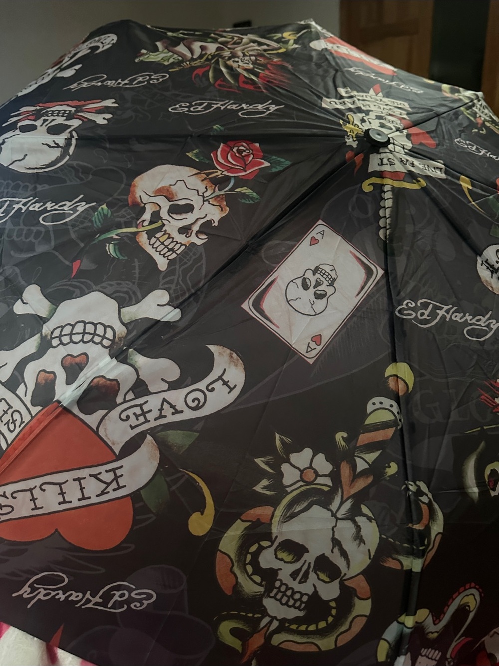 NWT ED HARDY AUTO OPEN UMBRELLA